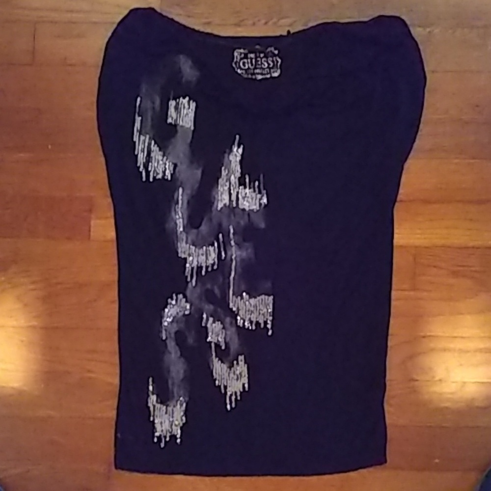 Guess Black Abstract Logo Top, Size XS  #0010